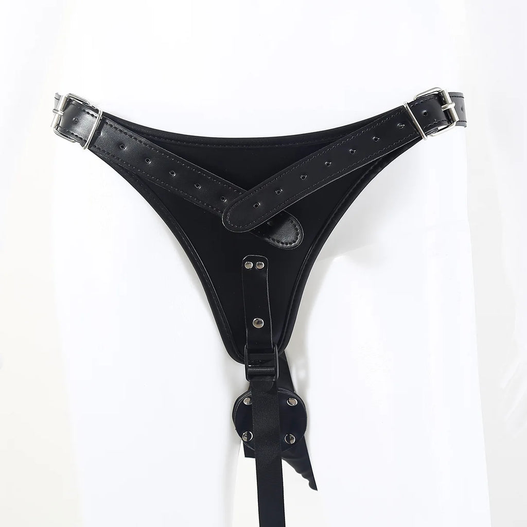 Adult Sex Toys For Women Sex Bondage Strap Adult Games Wear Tight Leather Pants With  Two Fake Silicone Dildos SM Anal Plug
