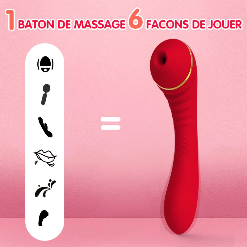 2 in 1 Female Sex Toys Clitoral Nipple Anal G-Spot Double Stimulation Vibrating Masturbator Sucking Adult Toy for Women 18+
