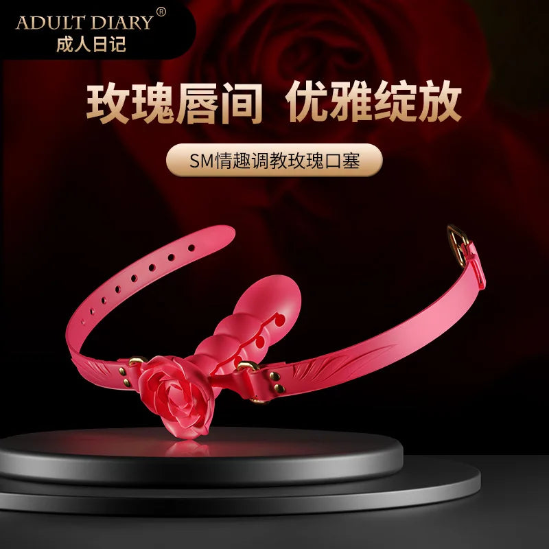 BDSM Ball Gag with Dildo – Silicone Mouth Gag with Penis Attachment, Adjustable Strap Open Mouth O-ring, Sex Restraint Toys for