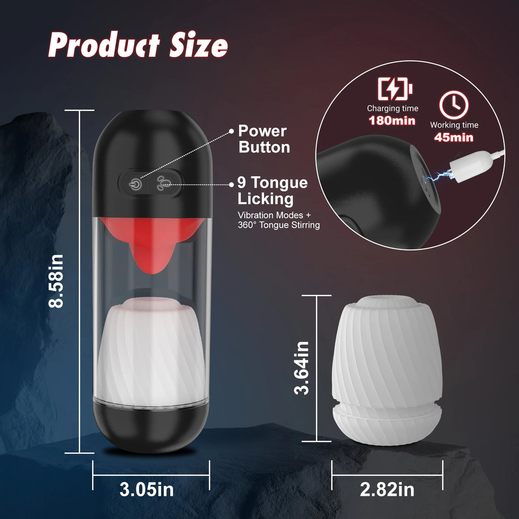 Male Masturbator Sex Toys for Men Penis Vibrator with APP Penis Pump with 9 Vibrating & 360° Tongue Licking Adult Sex Product