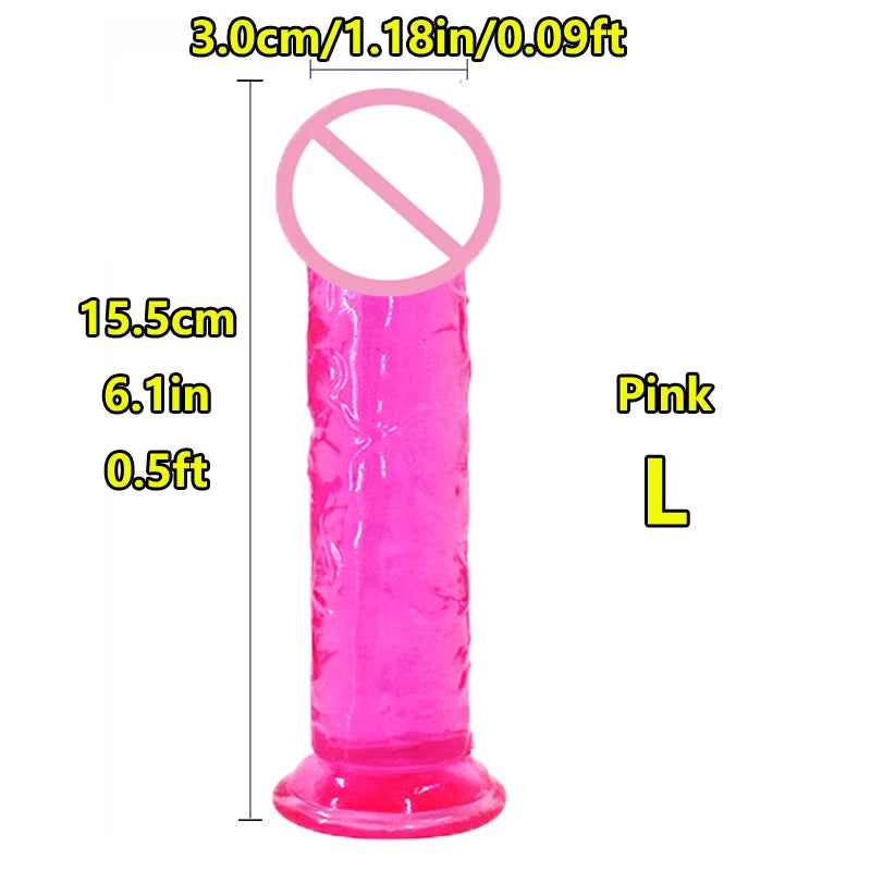 Super Cheap 7 Sizes 5 Colors Realistic Soft Jelly Dildo Suction Cup Adult Sex Toy for Women and Men Vaginal and Anal Masturbator