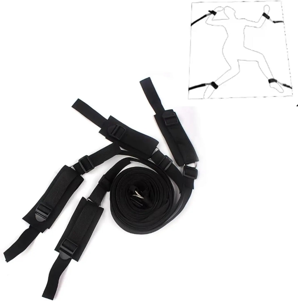 BDSM Bed Restraints Kit Adjustable Set with Wrist Thigh Cuffs Handcuffs Sex Furniture  Bondage Gear for Bedroom  Adult Toys