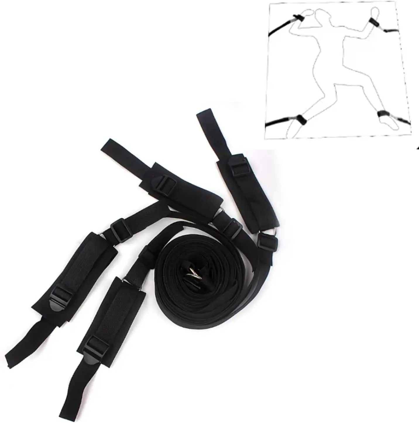 BDSM Bed Restraints Kit Adjustable Set with Wrist Thigh Cuffs Handcuffs Sex Furniture  Bondage Gear for Bedroom  Adult Toys