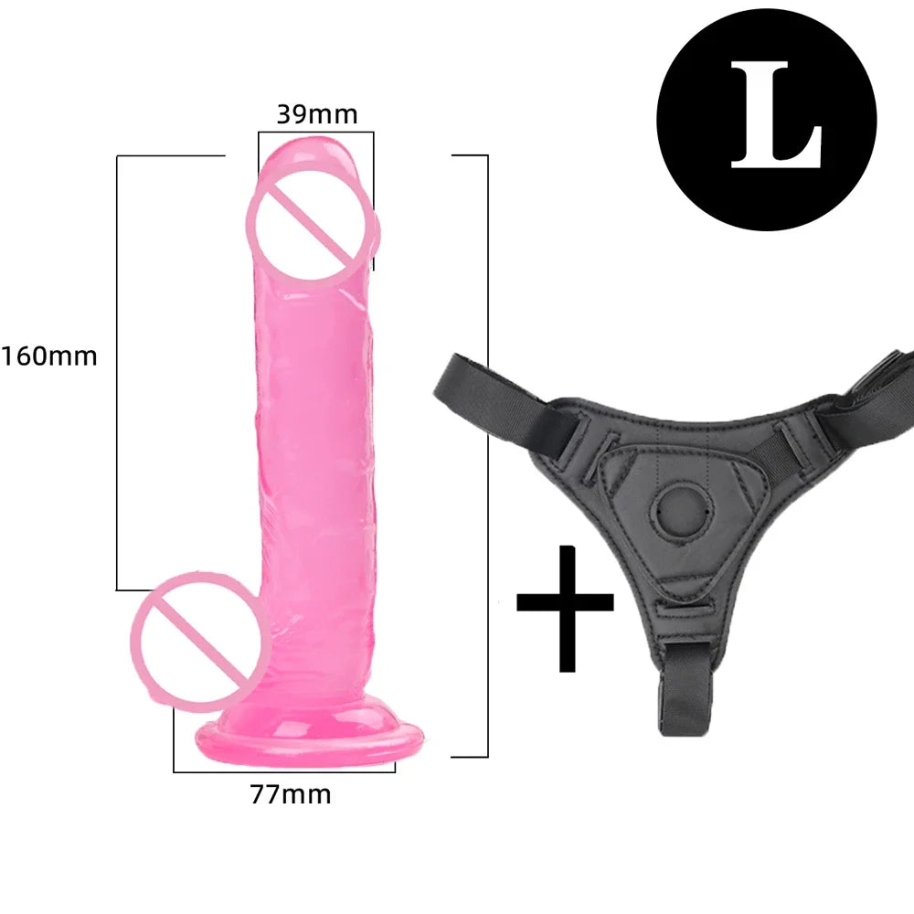 Adjustable Strap On Harness with Realistic Suction Cup Dildo, Pegging Strap-on Panties Set for Women Men Couples, Multiple Sizes