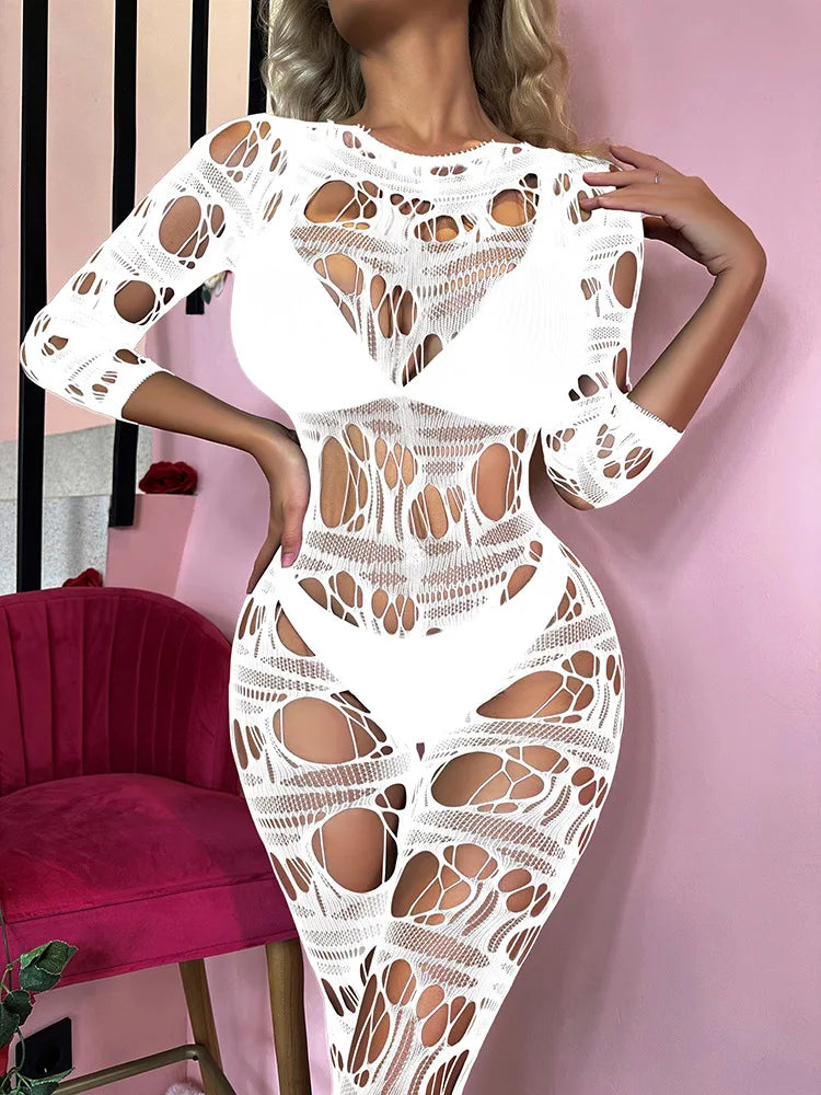 Bdsm sex for Women Bodysuit Fishnet Long Sleeves Women's Cute Sexys Fantasy Pornographic Lingerie Censorship Mesh Sexy Lace Man