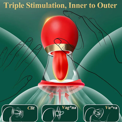 Adult Sex Toys Vibrator Masturbator  Sex Sucking Toys 3-speed Suction and 9-speed Tongue Blowing Toy SXSTQ001