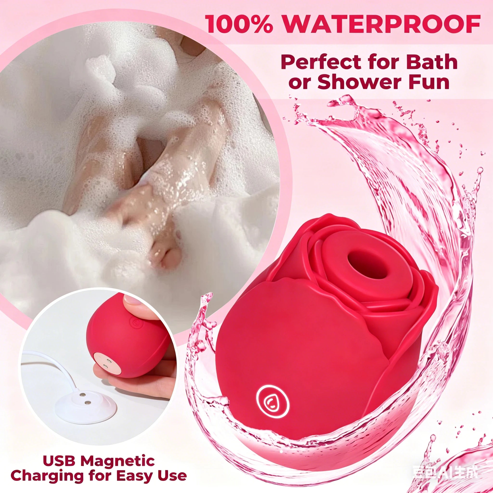 Rose Sex Toy Vibrator for Women, 9 Sucking & Vibrating Modes, Waterproof Sex Toys Sucker, Clit Nipple Stimulator Play Clamps