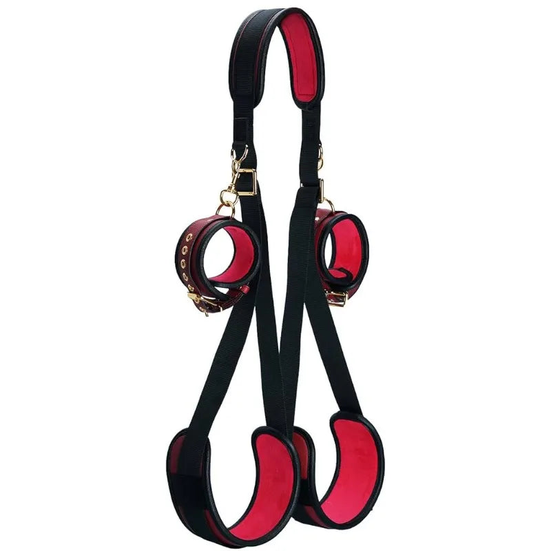 BDSM Binding Strap Set.Red Binding Strap.Adult Games. Split Leg Strap Neck Wrist SM Toy Accessories. Unisex. Adult Products 18+