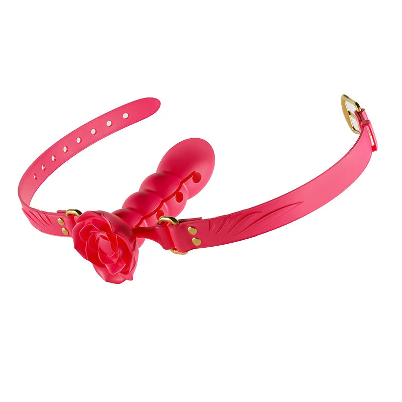 BDSM Ball Gag with Dildo – Silicone Mouth Gag with Penis Attachment, Adjustable Strap Open Mouth O-ring, Sex Restraint Toys for