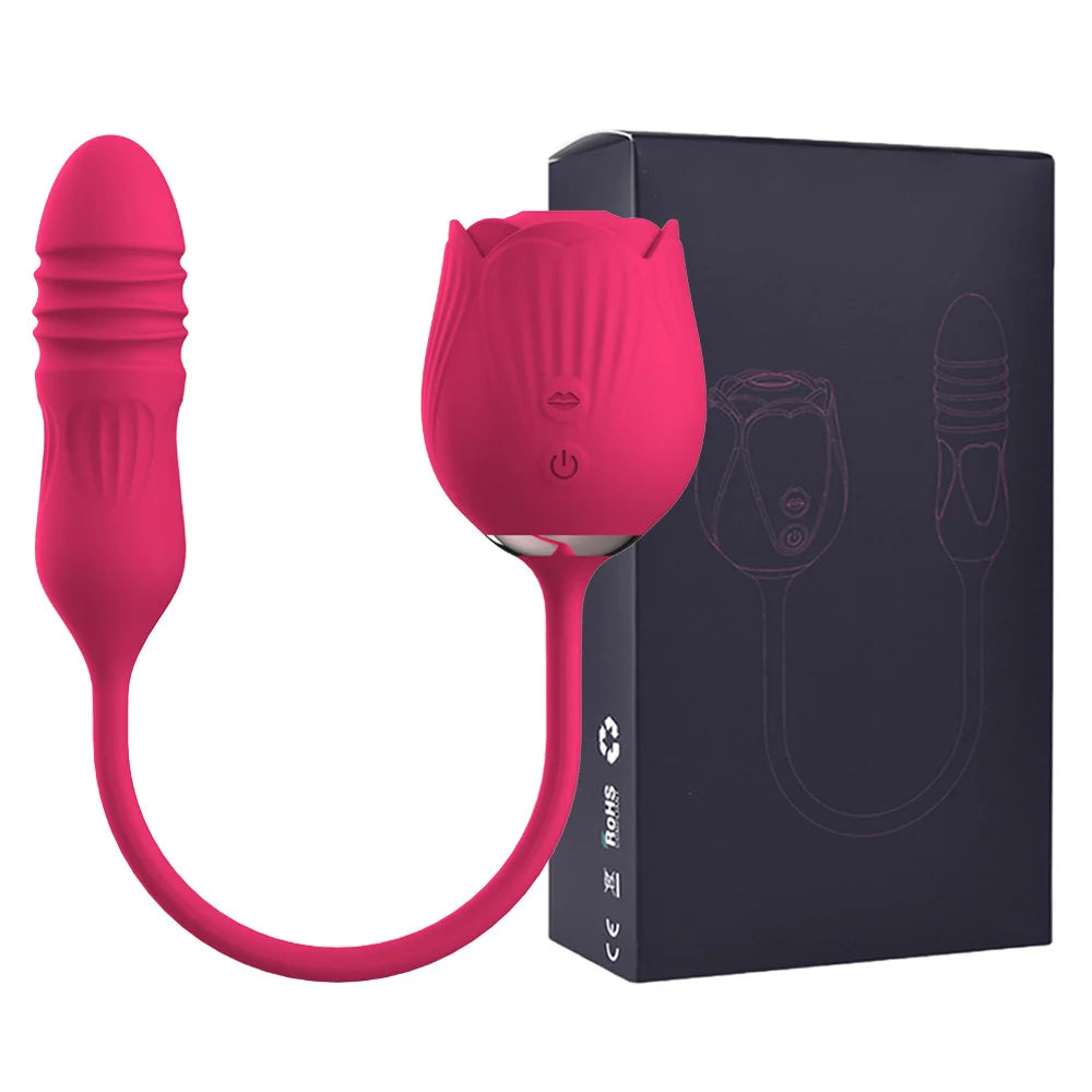 Rose Vibrator Toy for Women Clitoral Sucking Vibrator G-spot Thrusting Dildo Clit Nipple Sucker Vibrater Female Couple Sex Toys