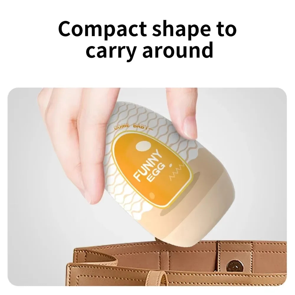 Portable Sex Toys Soft Rubber Adult Toys Realistic Male Vagina Pocket Type Genital Toys Egg Shaped Stimulator Penis Massager