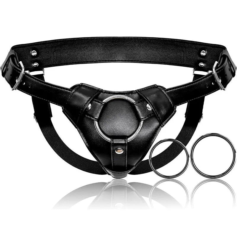 Strap On Dildo Harness Sex for BDSM, High-quality Wearable Leather Pants Men Pegging Dildo, Adjustable Belt Multiple Sizes Rings
