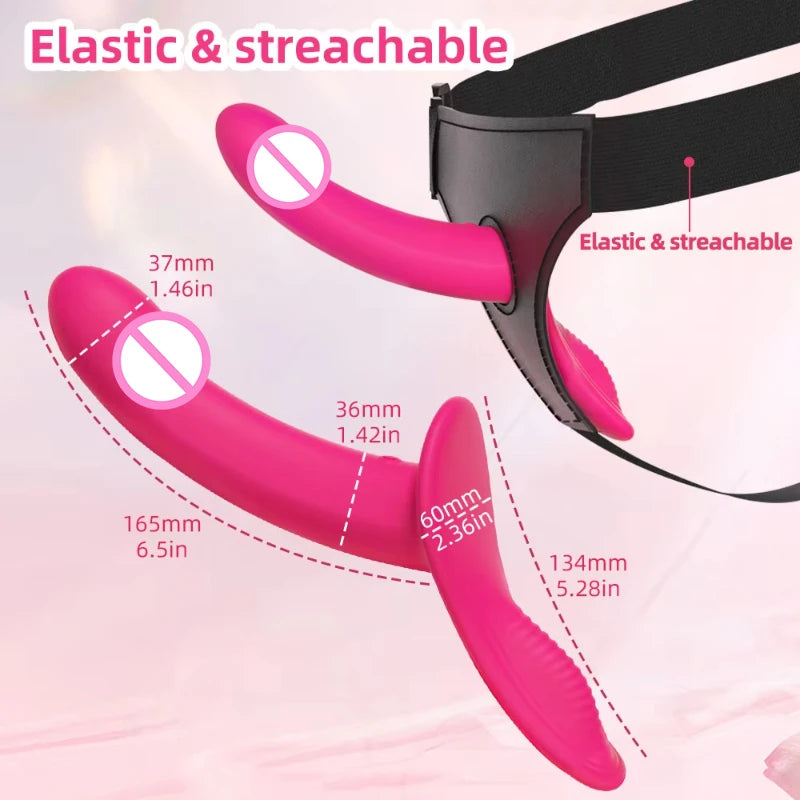 Strap-On Vibrating Dildo Adjustable Harness Vibrator with 10 Vibration Modes Wearable Harness Sex Toy for Female Couple Lesbians