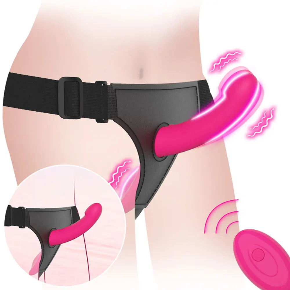 Strap-On Vibrating Dildo Adjustable Harness Vibrator with 10 Vibration Modes Wearable Harness Sex Toy for Female Couple Lesbians
