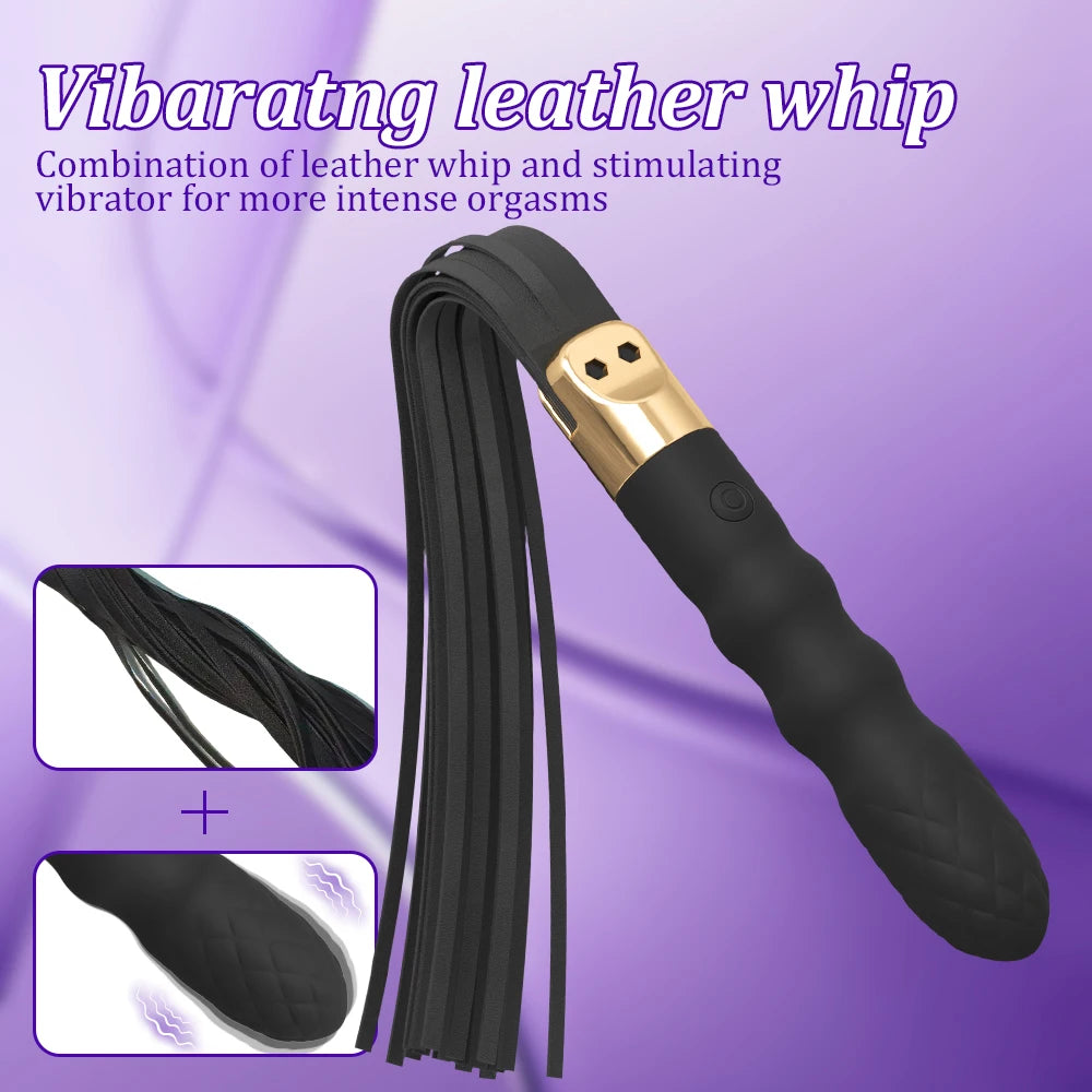 BDSM Leather Sex Whip Adults Anal Vibrator G Spot Massage SM Paddle Adult Play Bedroom Spanking Restraint Bondage Role Play 18+
