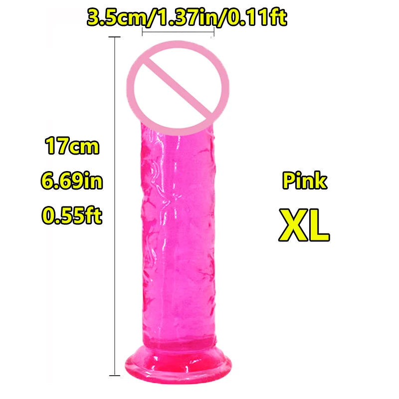 Super Cheap 7 Sizes 5 Colors Realistic Soft Jelly Dildo Suction Cup Adult Sex Toy for Women and Men Vaginal and Anal Masturbator
