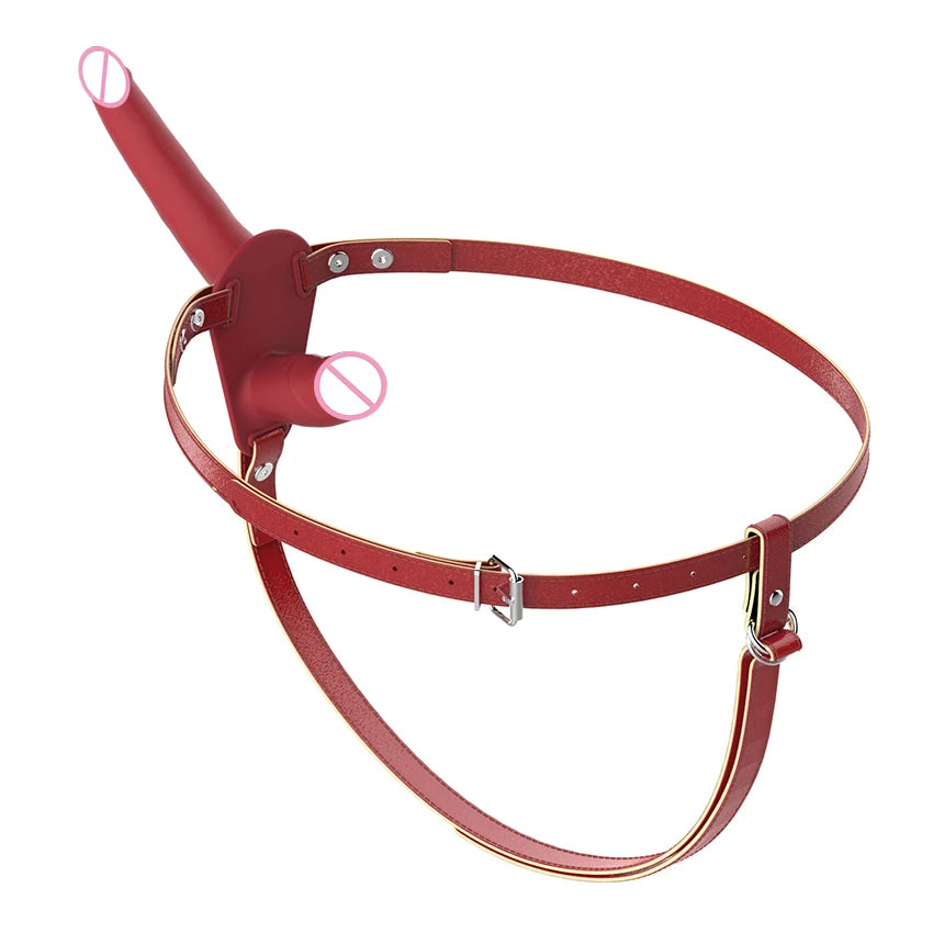 Strap On Dildo Double Penis Dual Ended Strapon Ultra Elastic Harness Belt  Adult Sex Toys for Woman Couple Anal Soft Dildos 18