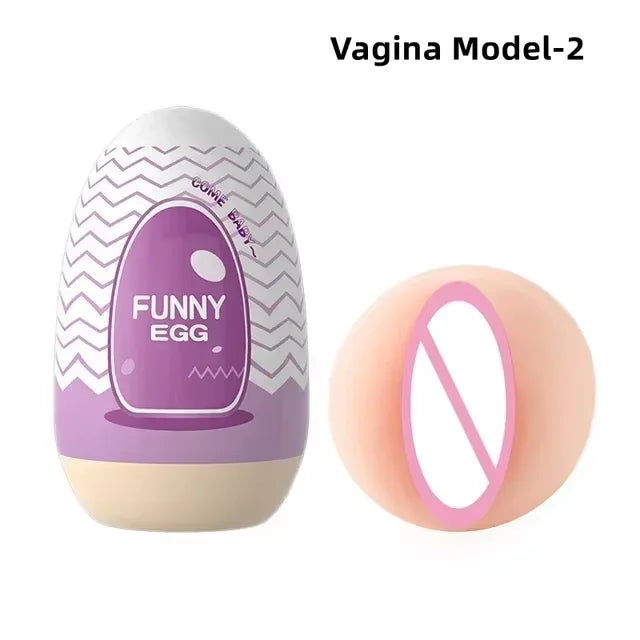 Portable Sex Toys Soft Rubber Adult Toys Realistic Male Vagina Pocket Type Genital Toys Egg Shaped Stimulator Penis Massager
