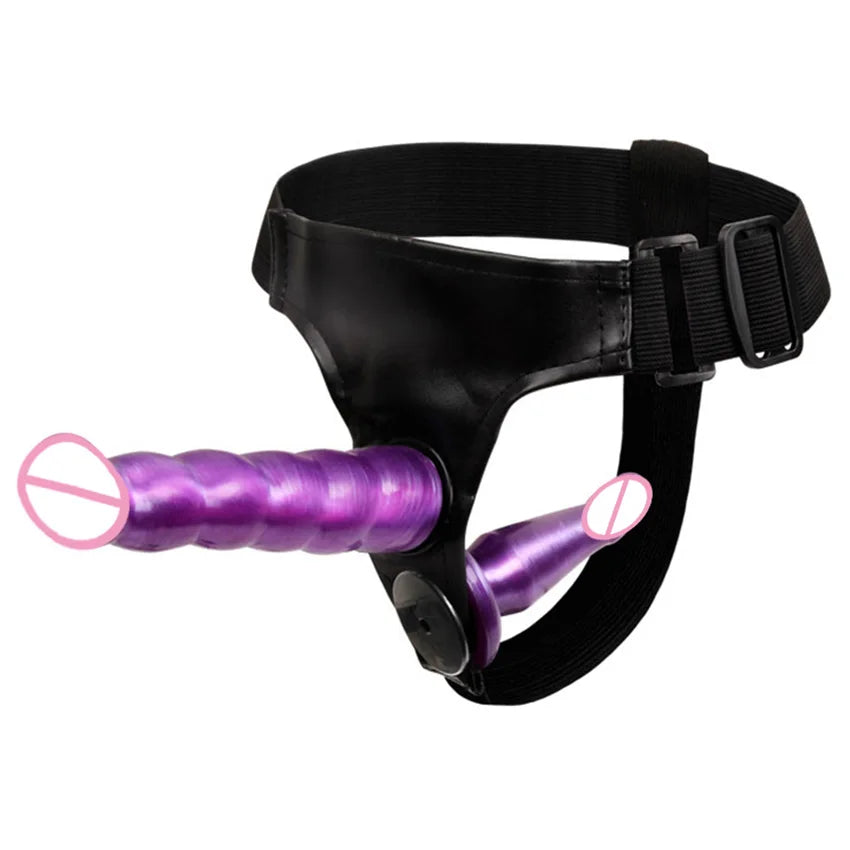 Strap On Dildo Double Penis Dual Ended Strapon Ultra Elastic Harness Belt  Adult Sex Toys for Woman Couple Anal Soft Dildos 18