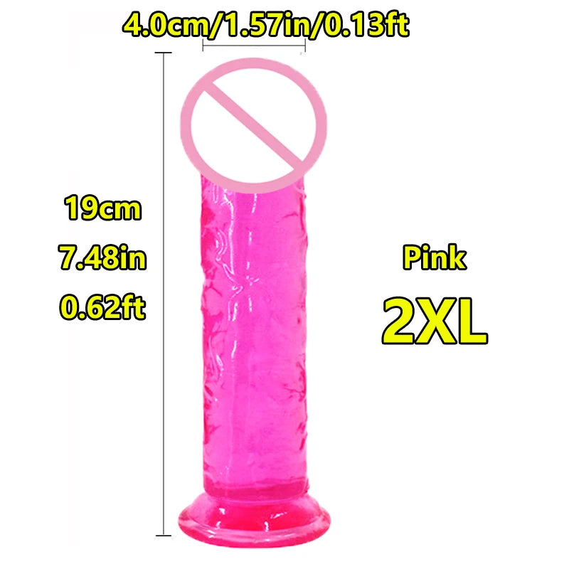 Super Cheap 7 Sizes 5 Colors Realistic Soft Jelly Dildo Suction Cup Adult Sex Toy for Women and Men Vaginal and Anal Masturbator