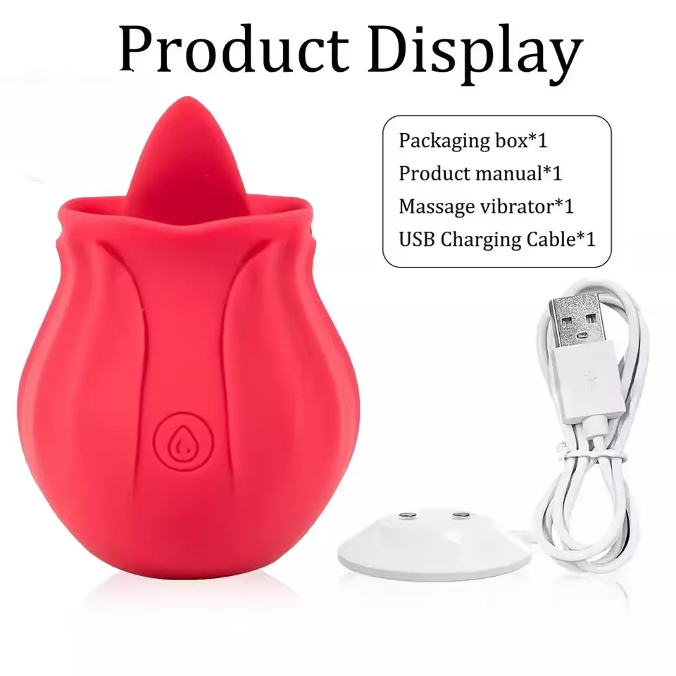 Rose Toy Tongue Licking Vibrator for Women Oral Clit Stimulator Female G Spot Vibrating Masturbation Massager Sex Toys for Adult
