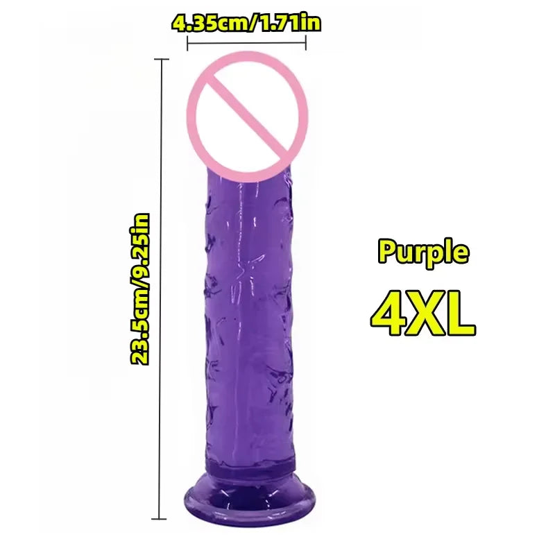 Super Cheap 7 Sizes 5 Colors Realistic Soft Jelly Dildo Suction Cup Adult Sex Toy for Women and Men Vaginal and Anal Masturbator