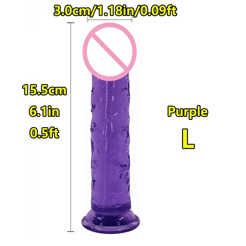 Super Cheap 7 Sizes 5 Colors Realistic Soft Jelly Dildo Suction Cup Adult Sex Toy for Women and Men Vaginal and Anal Masturbator