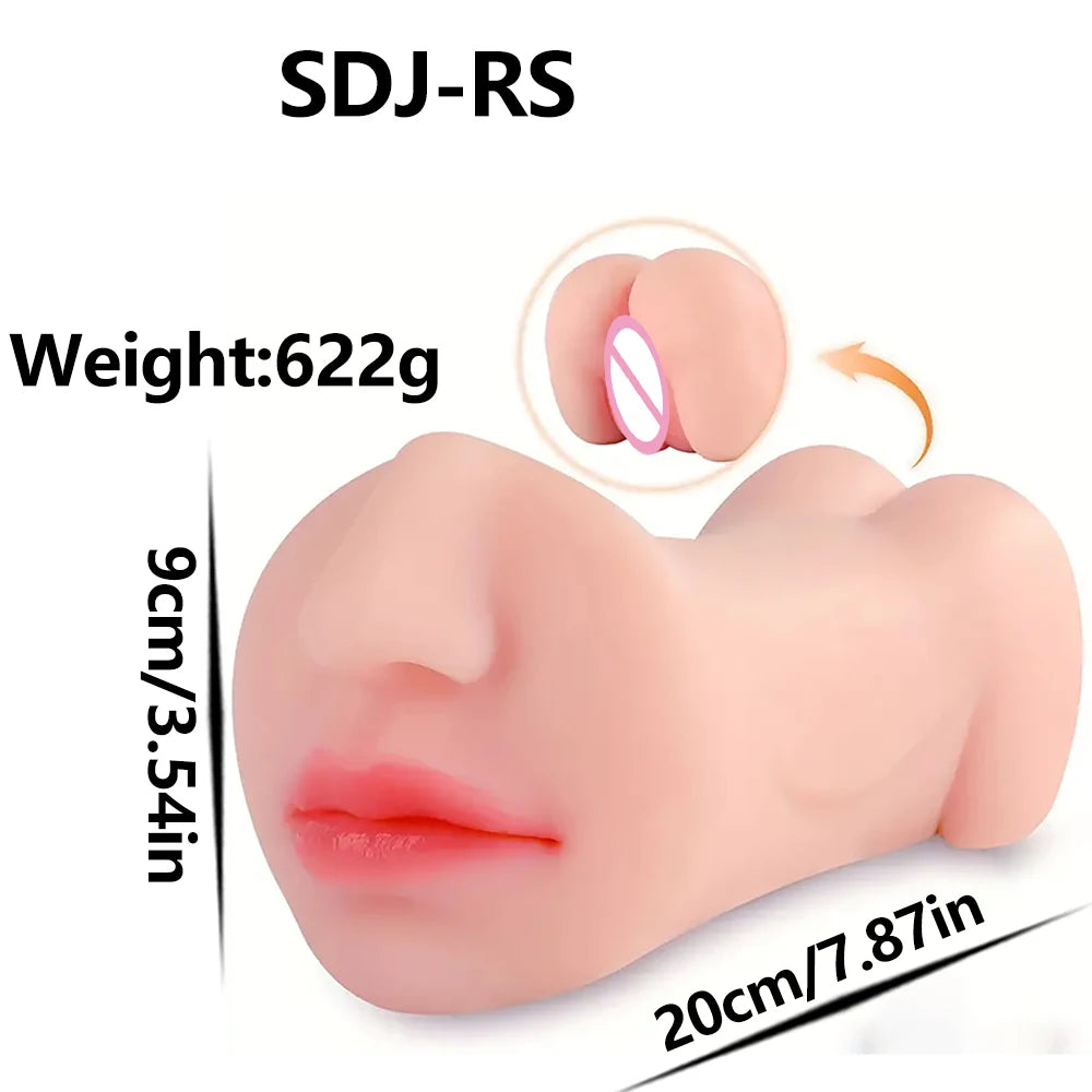 3 IN 1 Sex Toys Masturbation For Men Deep Throat Artificial Real Pussy Oral Male MasturbatorBlowjob Realistic Rubber Vagina