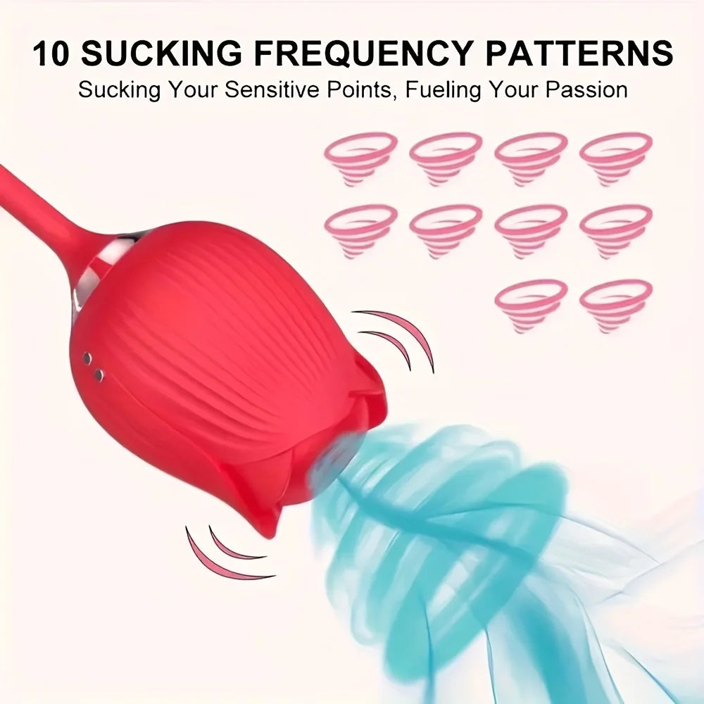 Rose Toy Sucking Vibrator Stimulator for Women with 10 Sucker Thrusting Dildo G Spot Vibrators Adult  Toys for Woman Man Couples