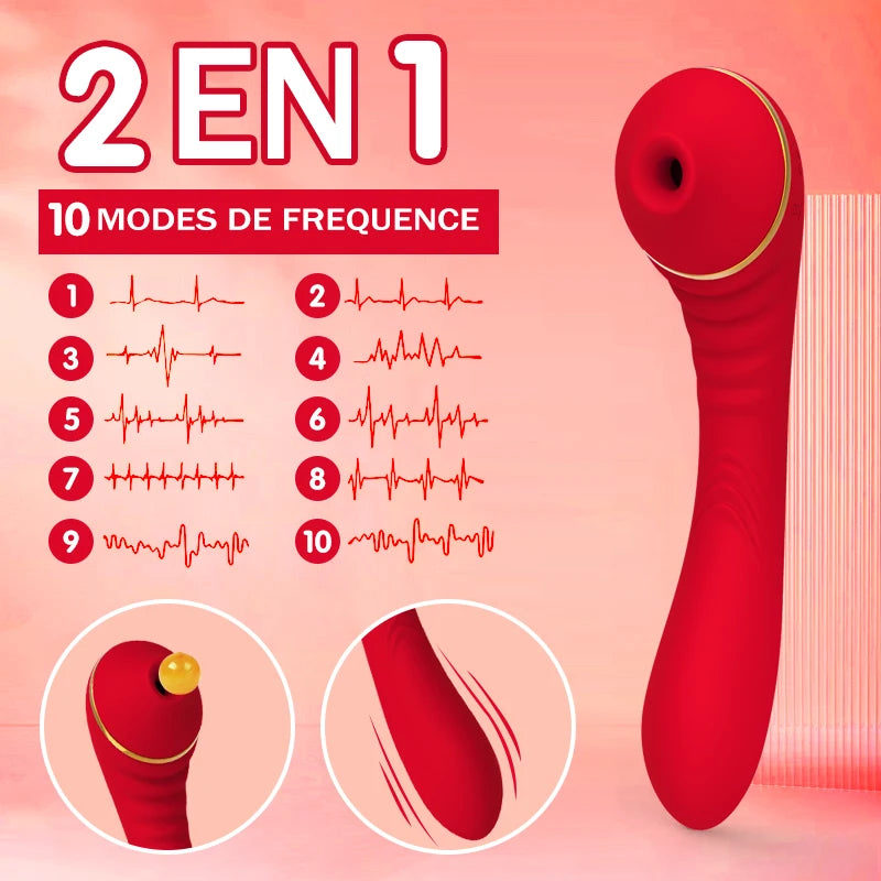 2 in 1 Female Sex Toys Clitoral Nipple Anal G-Spot Double Stimulation Vibrating Masturbator Sucking Adult Toy for Women 18+