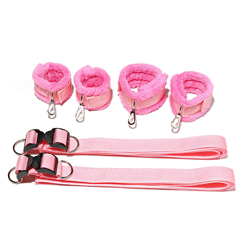 Sex Toys Bed Sex Bondage Kit Restraints Under Mattress Bed Bondage BDSM Set with Handcuff Ankle Cuffs Adult Game Toy for Couples