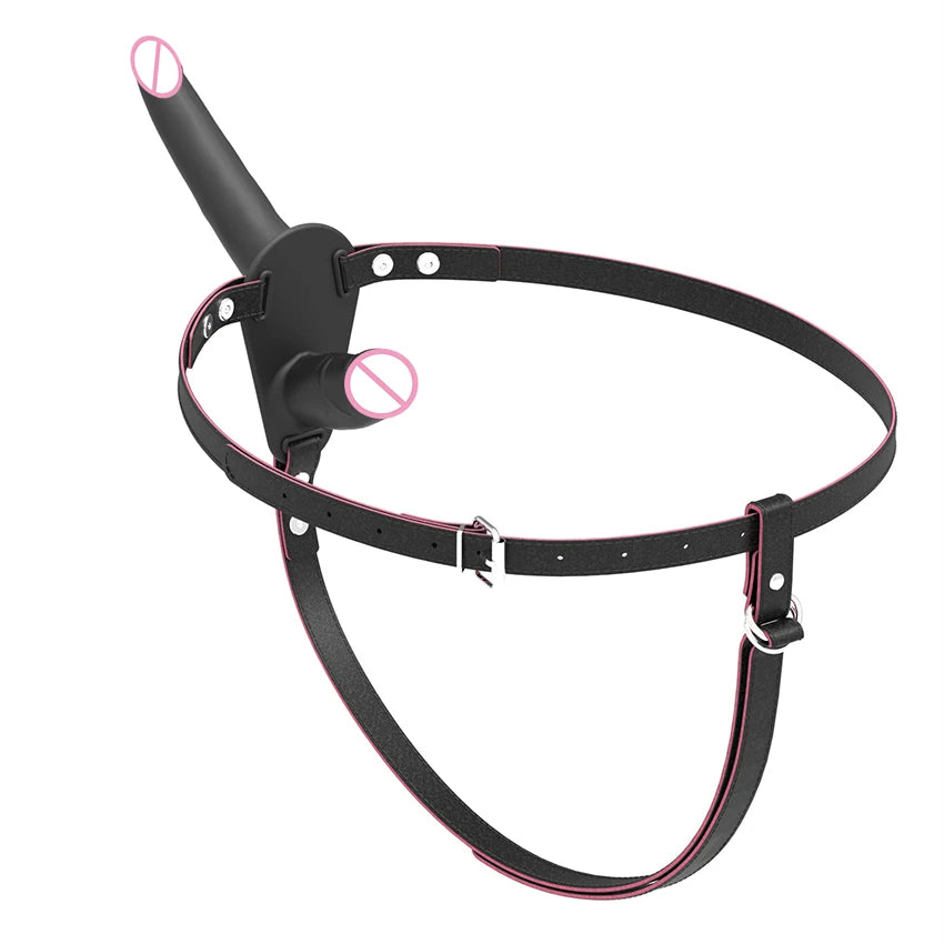 Strap On Dildo Double Penis Dual Ended Strapon Ultra Elastic Harness Belt  Adult Sex Toys for Woman Couple Anal Soft Dildos 18