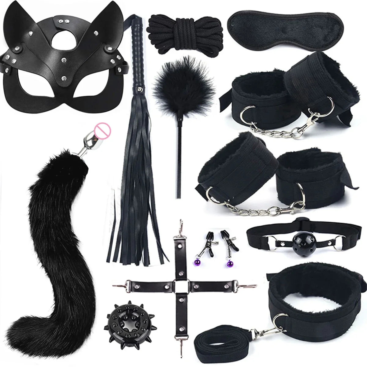 Sex Toys for Woman BDSM Sex Bondage Set Erotic Adults Toys Handcuffs Ankle Cuffs Collar Sex Toy Kit Adults Games Sex Products