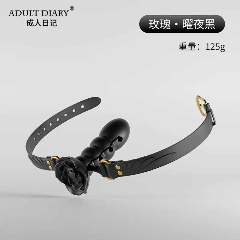 BDSM Ball Gag with Dildo – Silicone Mouth Gag with Penis Attachment, Adjustable Strap Open Mouth O-ring, Sex Restraint Toys for