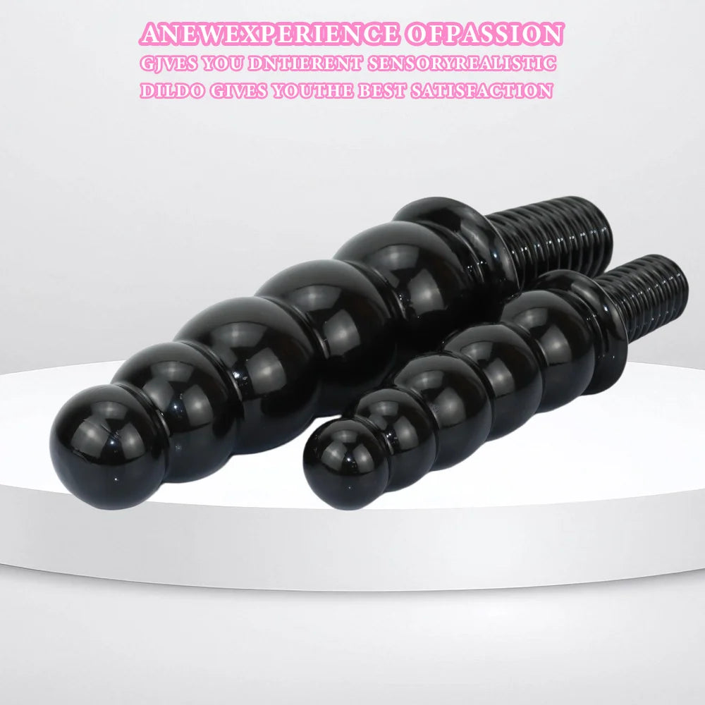 Dual-Use Five-Beaded Anal Plug Enormous Smooth PVC Dildos Sex Toy G-Spot Butt Masturbator SM Dilator Adult Product for Men Women