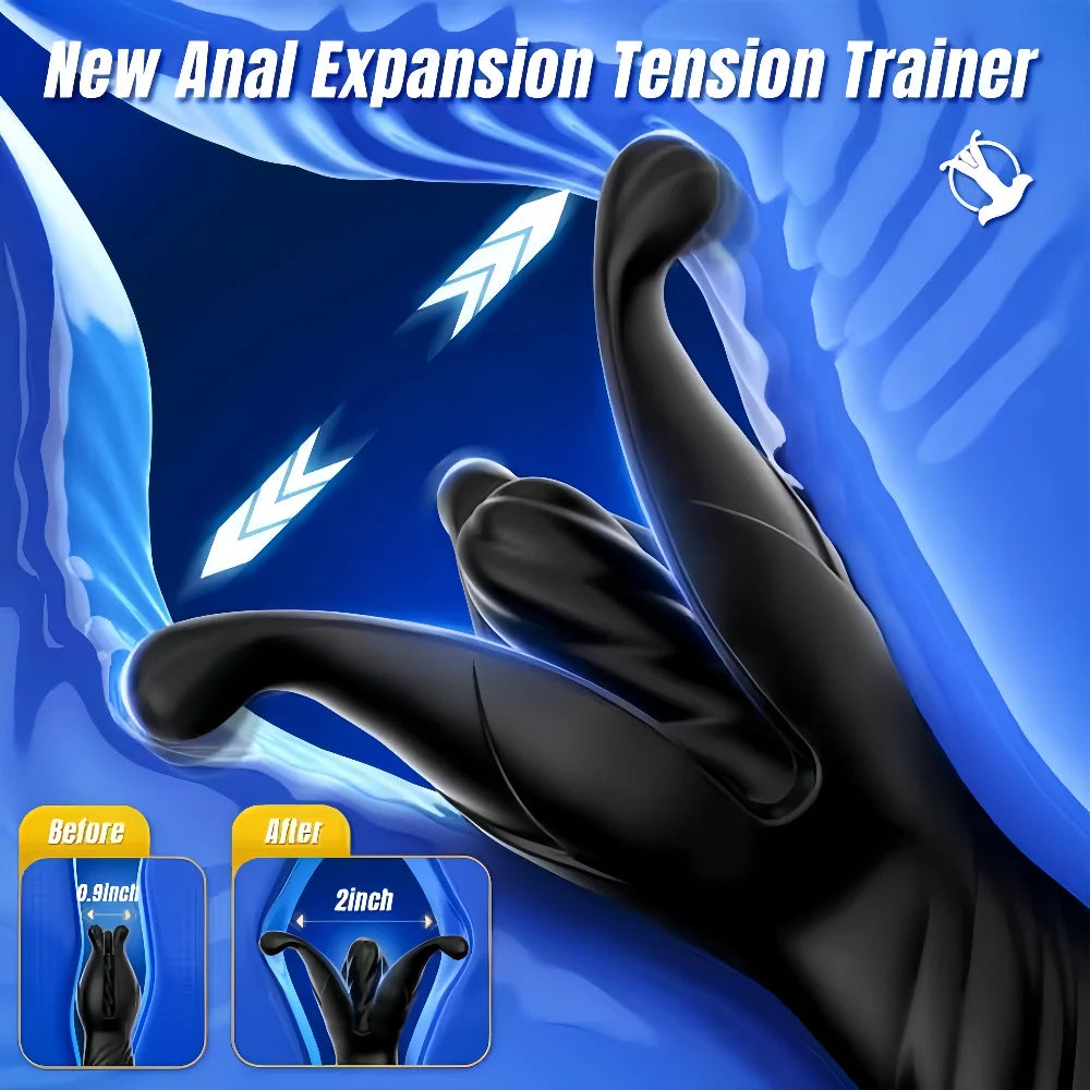 Prostate Massager Vibrator Sex Toys Men Anal Plug 9 Tension Shock Flapping Thrusting Vibrating Butt Plug for Gay Adult Toy