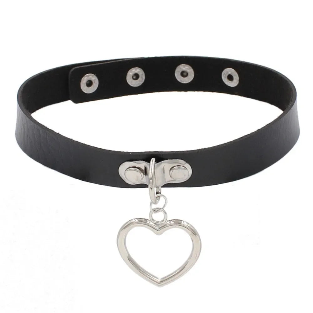 Heart Pendant Necklace Jewelry Punk Bdsm Slave Gothic Goth Choker for Woman