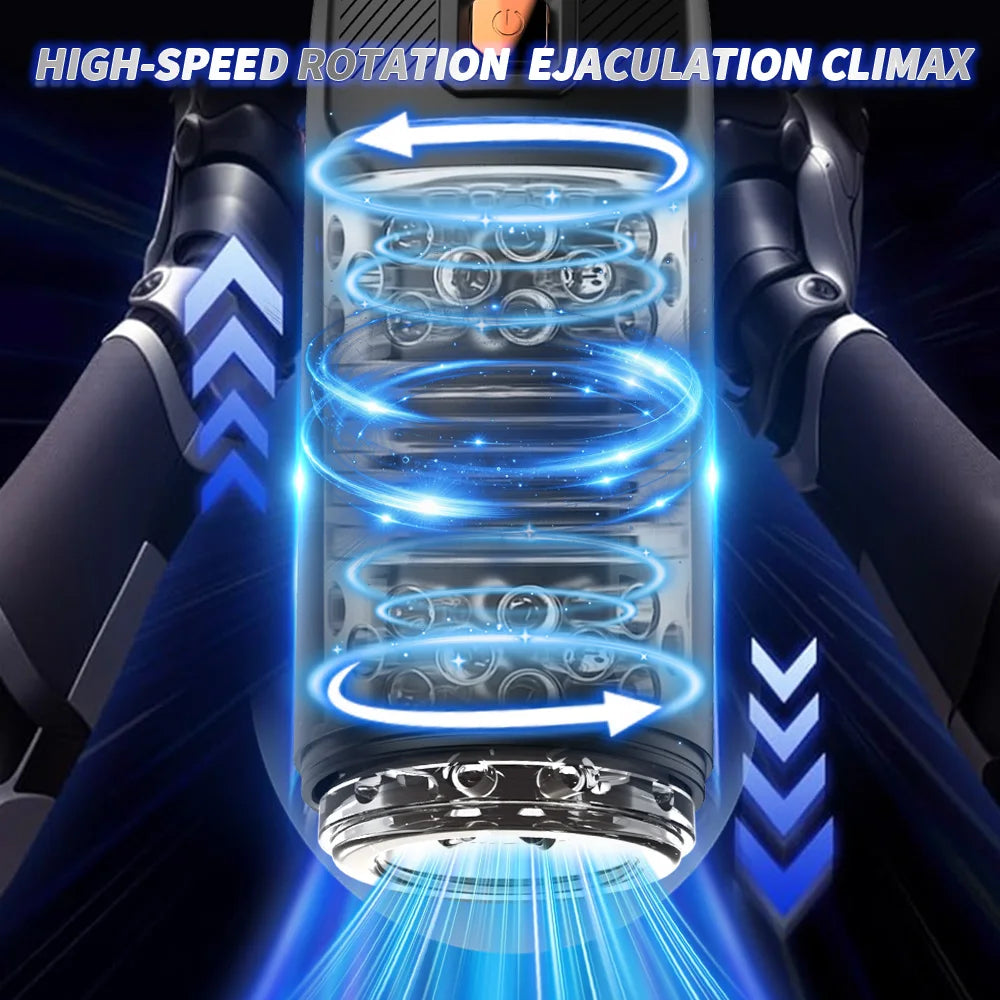 Adult Sex Toys  Automatic Male Masturbator Stroker with 9 Thrusting & Rotating 3D Realistic Transparent Textured Sex Machine