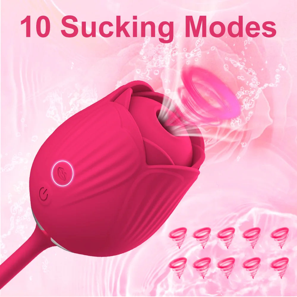 Rose Vibrator Toy for Women Clitoral Sucking Vibrator G-spot Thrusting Dildo Clit Nipple Sucker Vibrater Female Couple Sex Toys