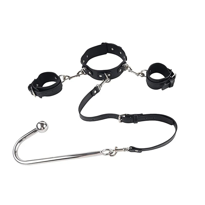 BDSM Alternative Sexual Couples Kit Metal Anal Hook Harness Necklace Bondage Handcuffs Sex Toys for Women Sadomasochism Accessor