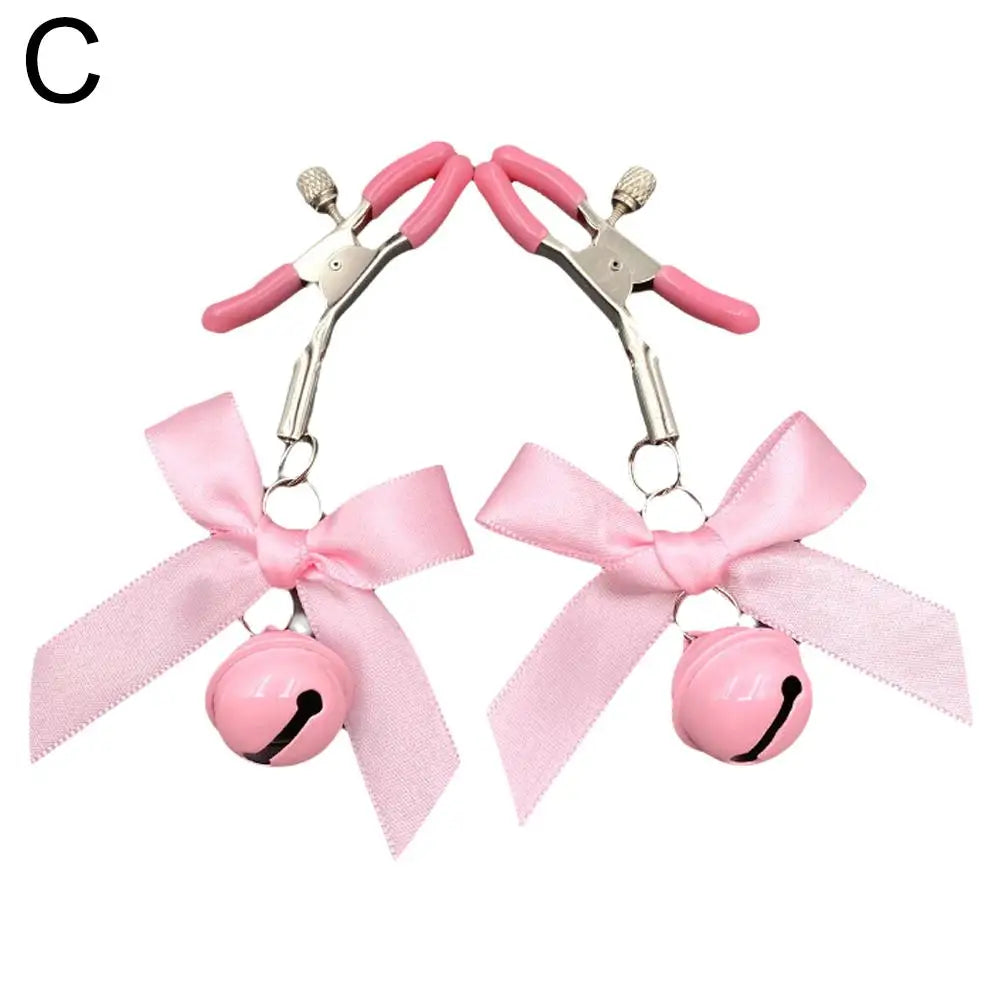 Sexy Bow Adjustable Nipple Clamp Breast Small Bell Adult Fetish Flirting Teasing Sex Toys For Couples Flirting Sex Toy