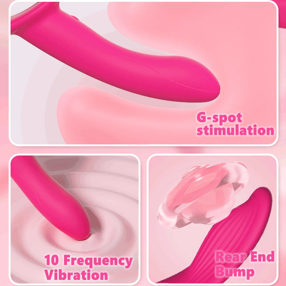 Strap On Double Headed Vibrating Dildo Adjustable Vibrator With 10 Speeds G-spot Vagina Massager Wearable Harness Sex Toy