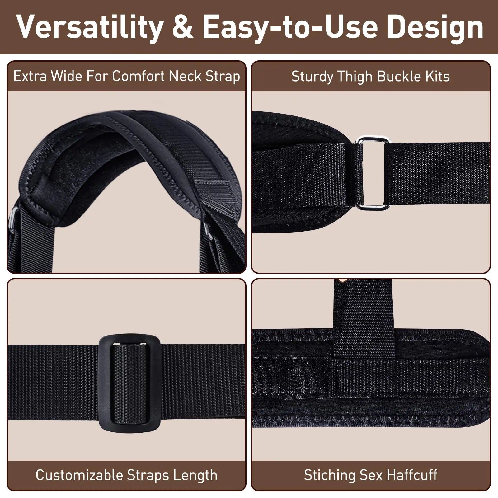 Women Sex Toys BDSM Bondage Restraints Straps Neck to Wrist Thigh/Ankle for Adult Couples SM Games Play Sex Bondage Straps