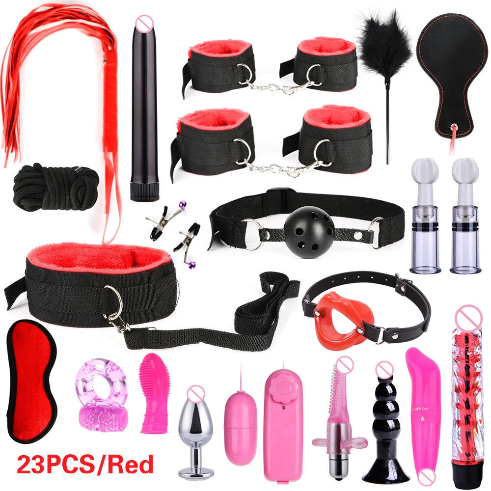 BDSM Set: Adjustable nylon hand and foot restraint straps + black eye mask + soft feather sapping, sensory restraint equipment