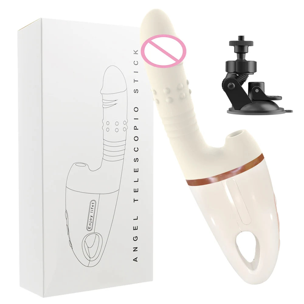 Female Clitoris Anal Thrust Sucking 2 in 1 Dildo Vibrator G-spot Massage Penetration Suction Disk Adult Sex Toys