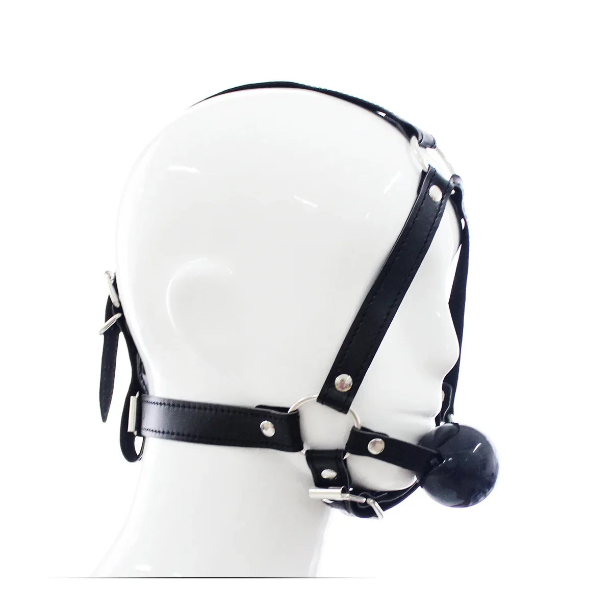 Exotic Accessories - Sex Flirting Mouth Gag Toy for Couples, Adult Erotic SM Leather Harness with Dribbling Soft Ball Mouth Plug