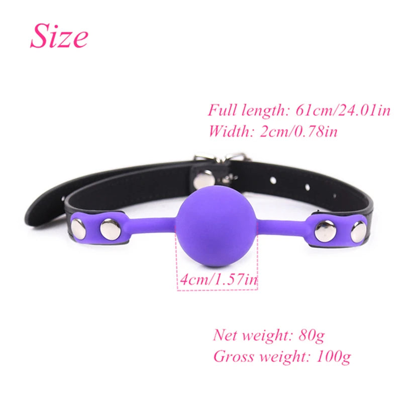 BDSM Ball Gag for Submissive Silicone Slave Throat Mouth Open Gags PU Leather Harness,Bondage Restraints,Sex Toys for Couples