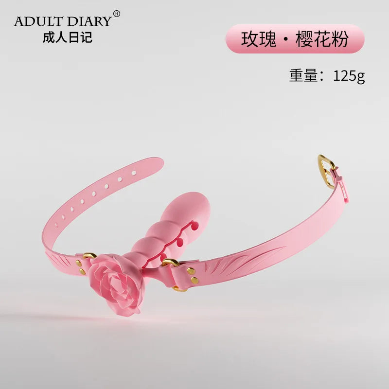 BDSM Ball Gag with Dildo – Silicone Mouth Gag with Penis Attachment, Adjustable Strap Open Mouth O-ring, Sex Restraint Toys for