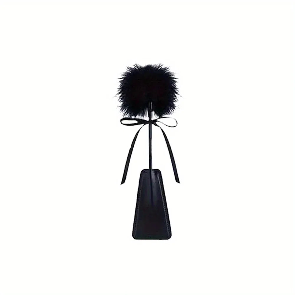 BDSM Set: Adjustable nylon hand and foot restraint straps + black eye mask + soft feather sapping, sensory restraint equipment