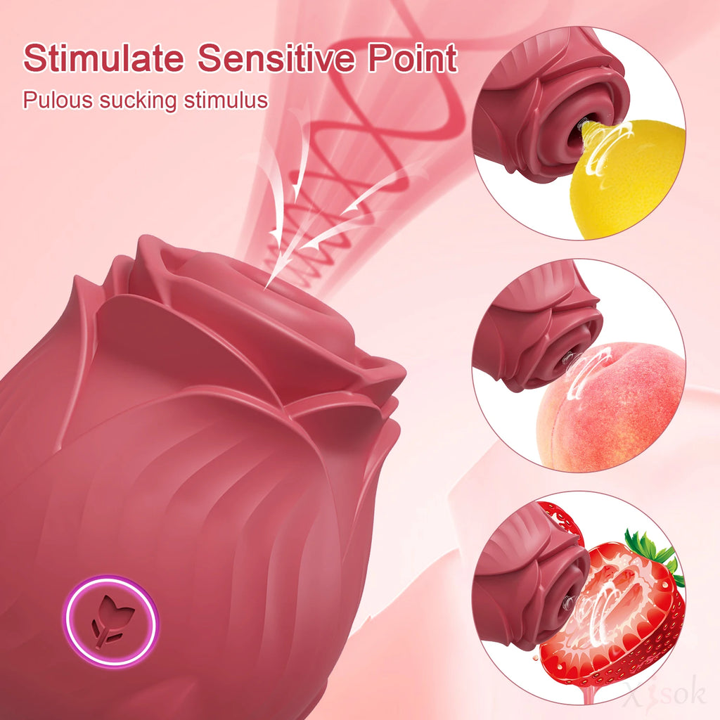 Rose-Toy Clitoris Sucking Vibrator Suction Cup Vacuum Nipple Clitoral Stimulator Female Adult Sex Toy Couple Masturbation Device